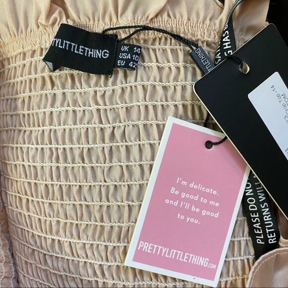 Pretty Little Thing Blush Bardot Crop Top Size 10 - Picture 4 of 6